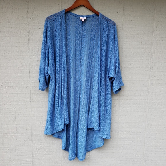 LuLaRoe Tops - Lularoe Lindsay Solid Blue Ribbon Weave Small